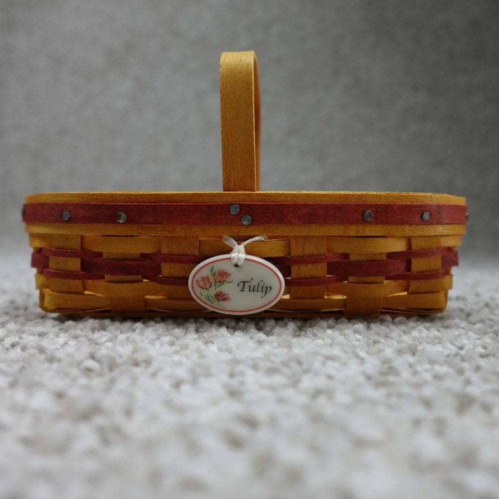 Longaberger 2008 Collectors Club May Series Miniature Tulip Basket Set Box Liner